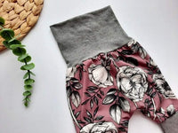 Nos créations avec Jaja - Pantalon évolutif fleurs gris/mauve 0-6 mois