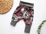Nos créations avec Jaja - Pantalon évolutif fleurs gris/mauve 0-6 mois